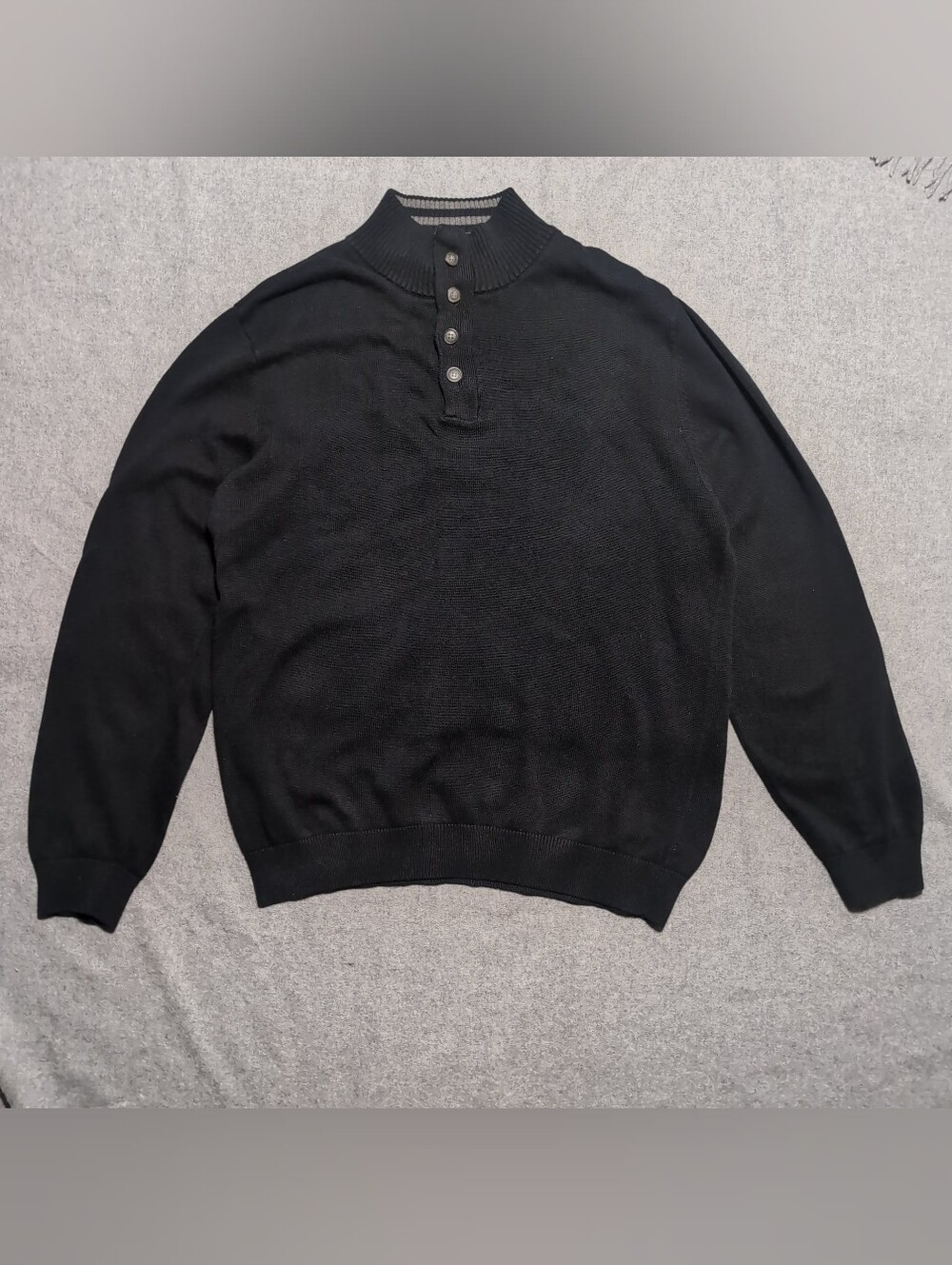 Club Room Black Zip-Style Button Mock-Neck Sweater Size XL